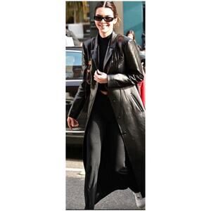 Vintage Y2K Wilsons Black Leather Trench Coat, Excellent Condition Size: Small